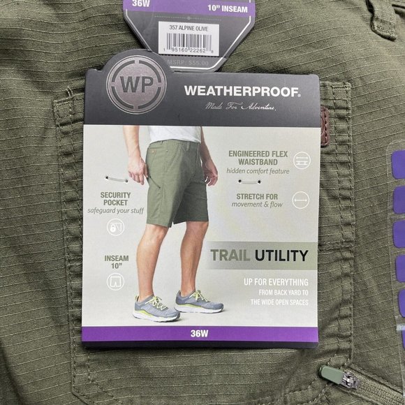 WP Weatherproof Men's 5 Pocket Ripstop Trail Utility 10" Inseam Short size 36 - Picture 4 of 6